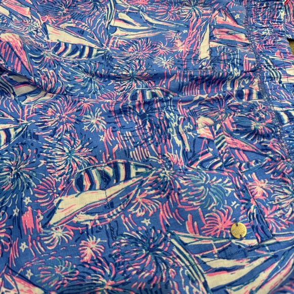 NWT Lilly Pulitzer Deri Linen Palazzo Pants, Boca Blue It's a Sailabration - Picture 8 of 8